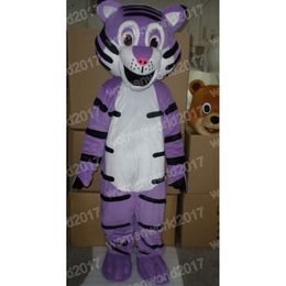 Halloween Purple Tiger Mascot Costume Adult Size Cartoon Anime theme character Carnival Unisex Dress Christmas Fancy Performance Party Dress