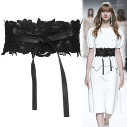 Belts 2023 Women Lace Belt Bandage Waist Cover Wide Waistband Fashionable And Versatile Wear Decorative Shirt With Dress Black White