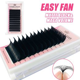 Накладные ресницы CoMango Blooming Lashes Easy Fan Темный матовый черный Мягкий натуральный объем для наращивания ресниц Russo Auto Fans 230921