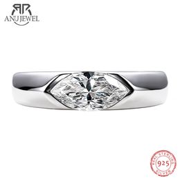 Wedding Rings AnuJewel 1ct Marquise Cut D Color Diamond Engagement Men Ring Silver For Women Customized Jewelry 230922