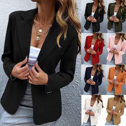 Women's Suits 20230 Autumn Women Long Sleeve Blazers Solid Single Buttons Turn Down Collar Jacket Casual Fashion Office Lady