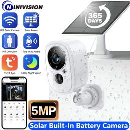 IP Cameras Tuya Smart Life Rechargeable Battery Outdoor Wireless WIFI 5MP Surveillance CCTV PIR Protection Solar Camera With Siren Cam 230922