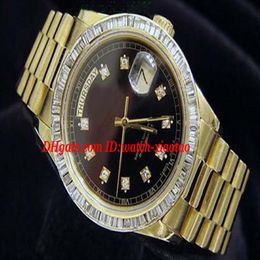 Top Quality Luxury Watches Wristwatch 18k Yellow Gold Watch Black Diamond Bezel 18038 Watch 36mm Automatic Mens Men's Watch W234J