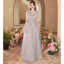 Ethnic Clothing Sexy Beaded Tassel Sequins Applique Sleeveless Chiffon A-Line Evening Dresses Women Formal Party Gown Vestidos