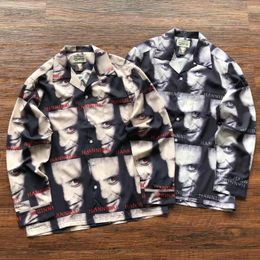 Men's Casual Shirts WACKO MARIA Hawaiian Long Sleeved Movie Image Print Shirt Men Women Vintage