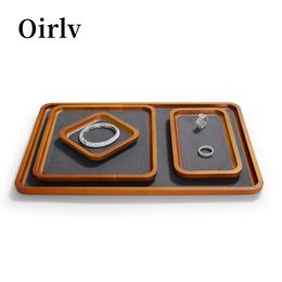 Jewellery Boxes Oirlv Wooden Tray SolidWood Ring Earring Necklace Bracelet Watch Organiser Stackable Plate For Home 230921