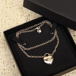 2023 Luxury quality Charm long chain pendant necklace with large size heart shape in 18k gold plated Have box stamp PS7553A265i