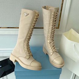 High -quality female boots Black brown platform shoes on knee leather shoes on the knee shoes, fighting white denim Chelsea boots designer111
