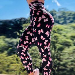 Leggings Women New Color Butterfly Printed High Waist Pants Leggins Big Size Elastic Fitness Jeggings Sports Tights Running