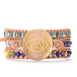 I SEE THIRD EYE of Seven Chakra Stones Wrap Bracelets Bangles Women Crytals Beaded Reiki Healing Meditation Yoga Jewelry272D