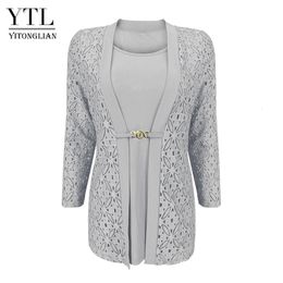 Women's Blouses Shirts YTL Woman Elegant Long Sleeve Hollow Crochet Plus Size Blouse Shirt Autumn Winter Tops for Work Office H384B 230921
