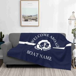 Blankets Deep Sea Colour Nautical Decorative Printed Flannel Blanket Breathable Ultra Warm Bedding and Travel Blanket Autumn Customizable HKD230922