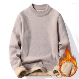 Men's Sweaters 9 Colours Round Neck Sweater Autumn Winter Fleece Warm Jumpers Cold Blouse Slim Fit Knitted Pullovers Vintage Knitwear