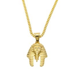 Egyptian Pharaoh Cleopatra Pendant Ancient Egypt Jewellery Hip Hop Necklace Link Chain 24k Pure Gold Plated Necklace254l