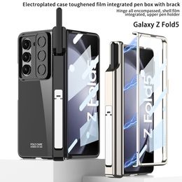 Pen Box For Samsung Galaxy Z Fold 5 Case Push Bracket Magnetic Hinge Protection Film Cover