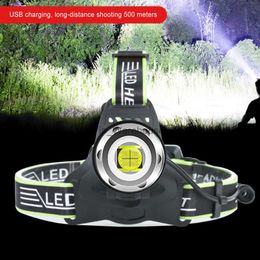 Head lamps Led Powerful Headlamp Flashlight Telescopic Headlight USB Camping HKD230922