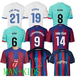 22 2023 Camisetas de football soccer jersey LEWANDOWSKIr PEDRI GAVI 22 23 FC ANSU FATI FERRAN RAPHINHA barcelona DEST football shirt men barca kit kids Players