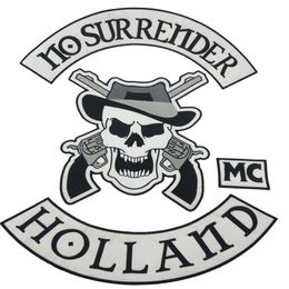 New NO SURRENDER Motorcycle Embroidered Iron On Patch Large Full Back Size Patch for Jacket Vest Patch G0415 233S