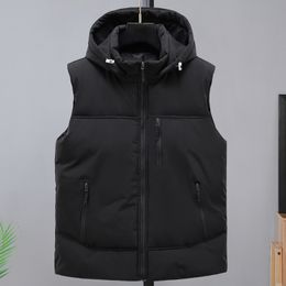 Men's Vests Men Winter Hooded 2023 Fashion Zipper Thick Warm Sleeveless Parkas Male Black Plus Size Padded Coat High Quality 230921