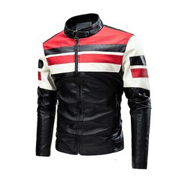 Herrläder faux män står krage moto jackor smala fit rockar hög kvalitet manlig mode höst vinter casual 5xl 230922