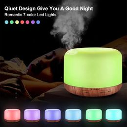 1pc 500ml Premium Essential Oil Diffuser 7 Colors LED Light Night Lamp 5 In 1 Ultrasonic Aromatherapy Fragrant Oil Humidifier Vaporizer Timer And Auto-Off