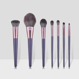 Makeup Brushes Women's 7pcs Purple Set Highlight Blush Beauty Brush For Facial Grab Powder Strong Out Portable