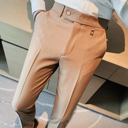 Men's Suits British Style Autumn Solid Business Casual Suit Pants Men Clothing Simple All Match Formal Wear Office Trousers Straight 28-36