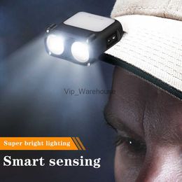 Head lamps Sensor Headlight Type-C Charging Dual Beam Cap Hat Light 1200mAh Keychain Light LED 500LM 5 Modes Waterproof for Outdoor Running HKD230922