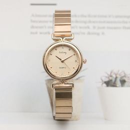 Wristwatches Luxury Women Watch With Roman Numerals Rose Golden Quartz Watches Ladies Black Gold Clock Female Vintage Simple Reloj