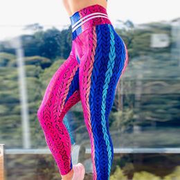 Workout Tights Yoga Pants Outfits Fitness Colorful Rope Printed Leggings Sports Wear High Waist Push Up Woman Gym Clothing