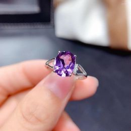 Cluster Rings Elegant Wedding Gift High Quaity Natural And Real Amethyst 925 Sterling Silver Ring