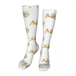 Men's Socks French Horn Pattern Novelty Ankle Unisex Mid-Calf Thick Knit Soft Casual