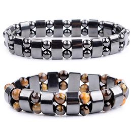 Bangle Nature Yellow Tiger Eye Hematite Beads Bracelet Therapy Health Care Magnet Men's Jewellery Charm Bangles Gifts For Man170q