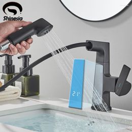 Bathroom Sink Faucets Shinesia Smart Basin Pull Out Faucet Deck Mounted And Cold Water Mixer Stream Shower Spout