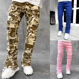 Mens Jeans INS Men Streetwear Y2K Vintage Man Denim Pants Skinny Male Pink Camouflage Pencil Trousers Clothing 230922