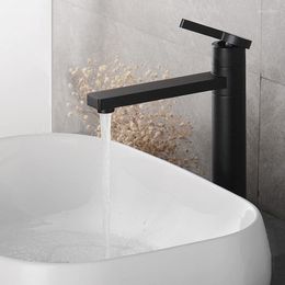 Bathroom Sink Faucets Basin Faucet Black Brass Tap Single Handle Deck Mounted Rotation Water Mixer Taps