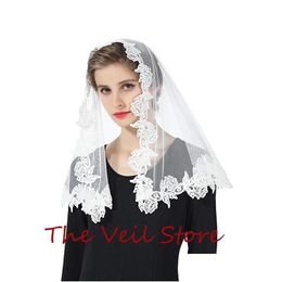 Bridal Veils Women Small Mantilla For Church Head Ering Tle Rose Appliques Catholic Chapel With Clips Tradition Drop Delivery Party Ev Dhvyx