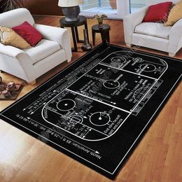 Carpets Vintage Ice Hockey Rink Baseball Area Rug 3D Printed Room Mat Floor Anti-slip Carpet Home Decoration Living Room Carpet 230922