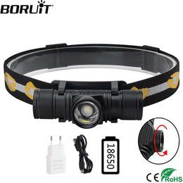 Head lamps BORUIT D20 Zoomable Mini Headlamp 3000LM Powerful LED Headlight USB Charger 18650 Battery Head Torch Camping Hunting Flashlight HKD230922