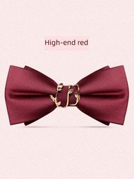 Bow Ties Groom and man business office weedding good quality man adult plain black high-grade suit shirt bow tie 230922