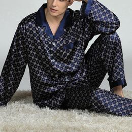 Men's Sleepwear Spring Men Long Sleeve Satin Pyjama Sets For Suit Homewear Home Clothes Pyjamas Lounge Summer