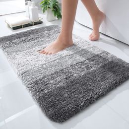 Carpets Olanly Shaggy Bath Mat Microfiber Absorbent Bathroom Shower Rug Non-Slip Soft Bedroom Living Room Floor Plush Carpet Decoration 230922