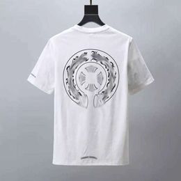 Luxury Men's Fashion t Shirt Brand Ch Hearts T-shirts Designers Men Women Tops Tees Horseshoe Sanskrit Cross Print Cotton T-shirt Short Sleeve Tshirts FB9D