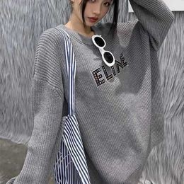 Autumn/Winter Letter Sticker Willow Nail Sweater Men and Women Celebrities Same Style Wool Blended Knitwear Top Fashion