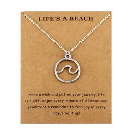 Pendant Necklaces Ocean Waves Beach Necklace Nautical Surfing Pendants Women Men Jewellery Lover's Party Gift Drop291l