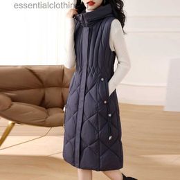 Women's Vests 2023 New Autumn Winter Fashion Cotton Sleeveless Padded Outerwear Vest Down Coat Sleeveless Women Hooded Long Puffer Waistcoat L230922