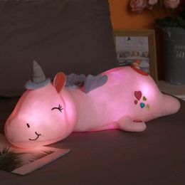 Plush Dolls 60cm Light Up Plush Pillow Led Unicorn Plush Toy Soft Stuffed Unicorn Animal Dolls Big Cushion Dolls Boys Kids Gift 230922