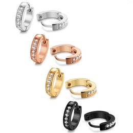 Hoop Earrings 1-5 Pairs 13MM Stainless Steel Small CZ Inlaid Huggie Set For Men Women