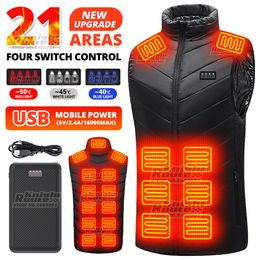 Men's Vests 21Areas Self Heating Vest Men's Heating jacket Thermal Women's USB Heated Vest Warm Clothing Fishing Camping Washable Winter 5V 230922