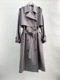 Trench da donna Cappotto in lana doppiopetto per donna Oversize alla caviglia Colletto rovesciato Manica lunga ampia Inverno lungo